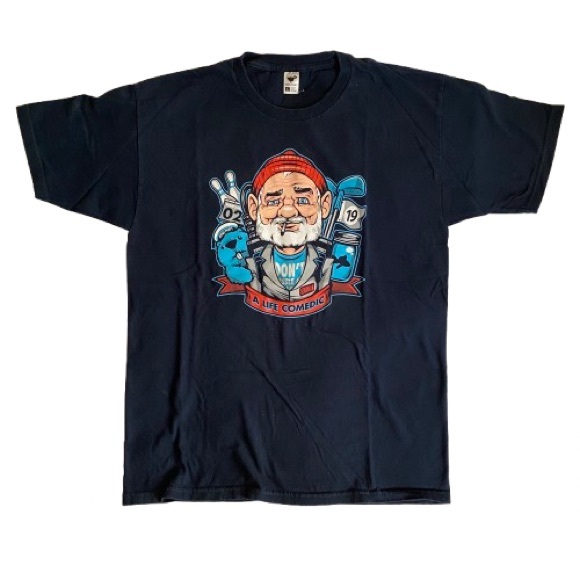 Tee Fury Navy Graphic Tee of Bill Murray - Short Sleeve, Men’s L, 100% Cotton - Picture 1 of 4